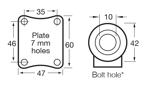 L Series castor mount drawing